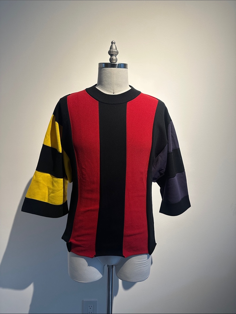 Issey Miyake Red Black Colorblock Striped Men's Shirt